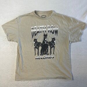 Death Row Records Graphic T-Shirt Mens XL Tan Doberman Dogs Hip Hop Rap Tee